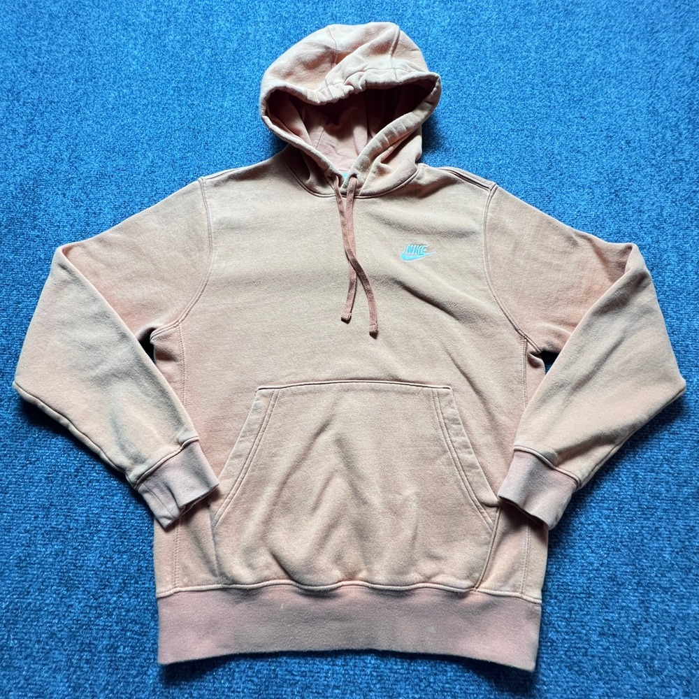 Nike Sportswear‎ Club Fleece Hoodie Orange Sun Faded Vintage Look Mens Small